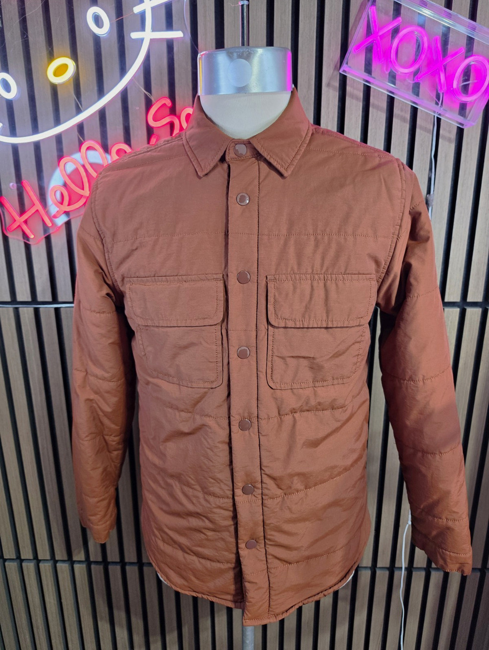 Apt. 9 Men's Brown Quilted Snap Front Jacket Insulated Lined Size S